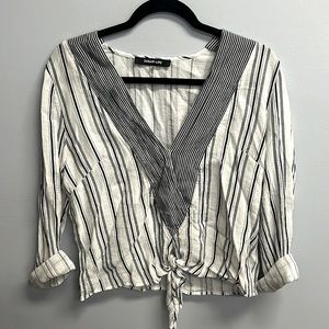 Sugar, lip, size small Boho style, top, blue, and white